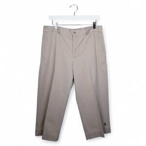 RALPH LAUREN SPORT Pedal Pusher 100% Cotton Khaki Pants - Size 14